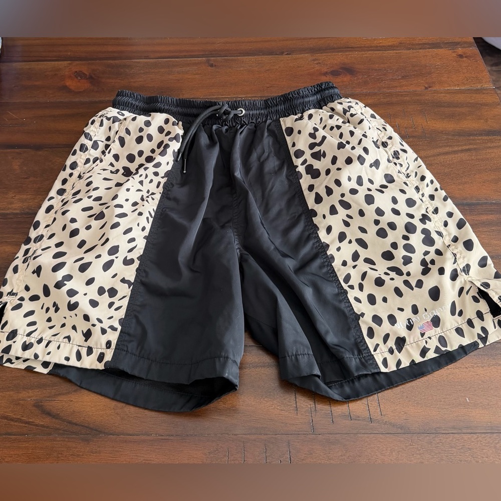 Noon Goons Dalmatian Print Swim Shorts – Black & Cream – Men’s M